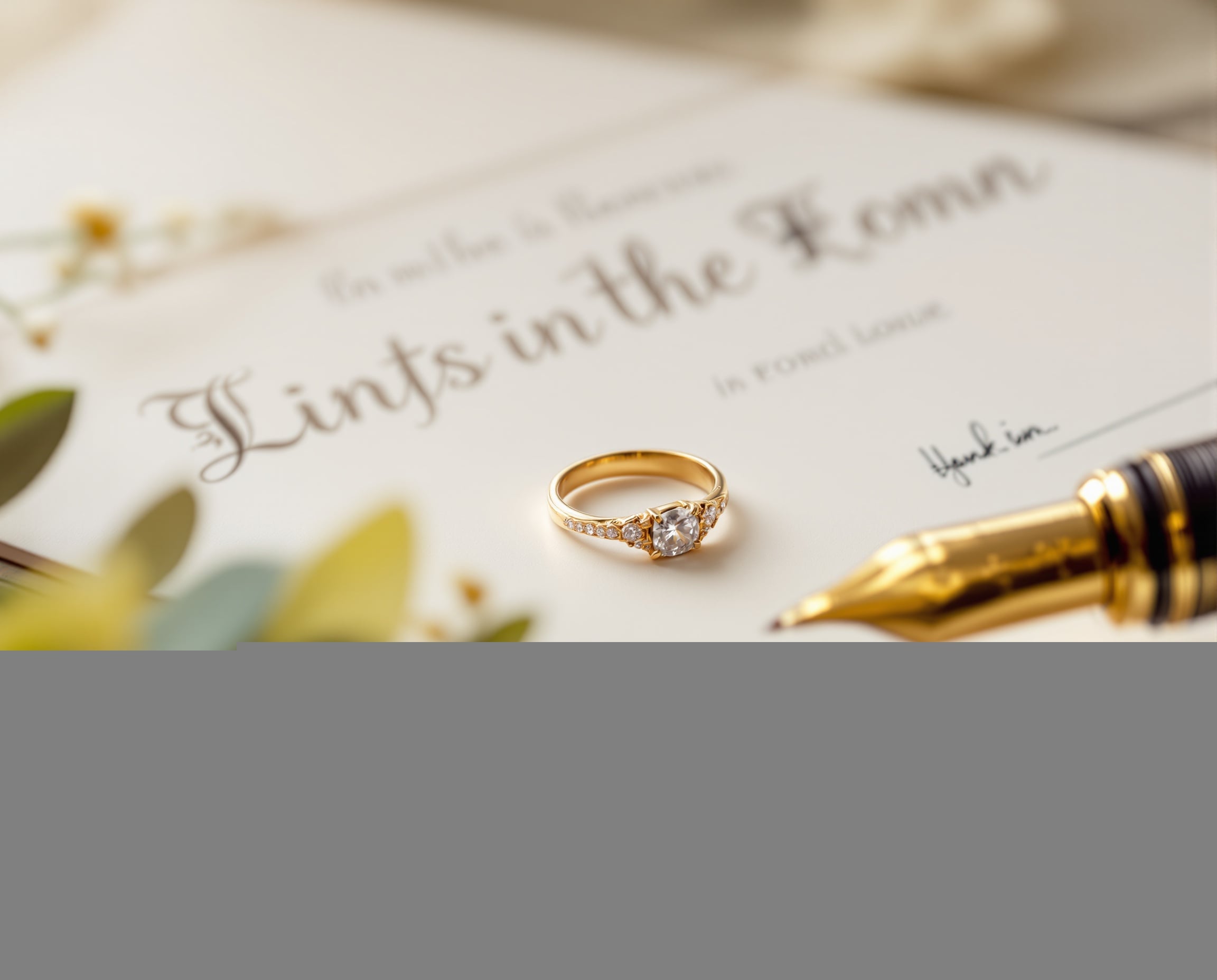 Wedding ring on a signed legal document