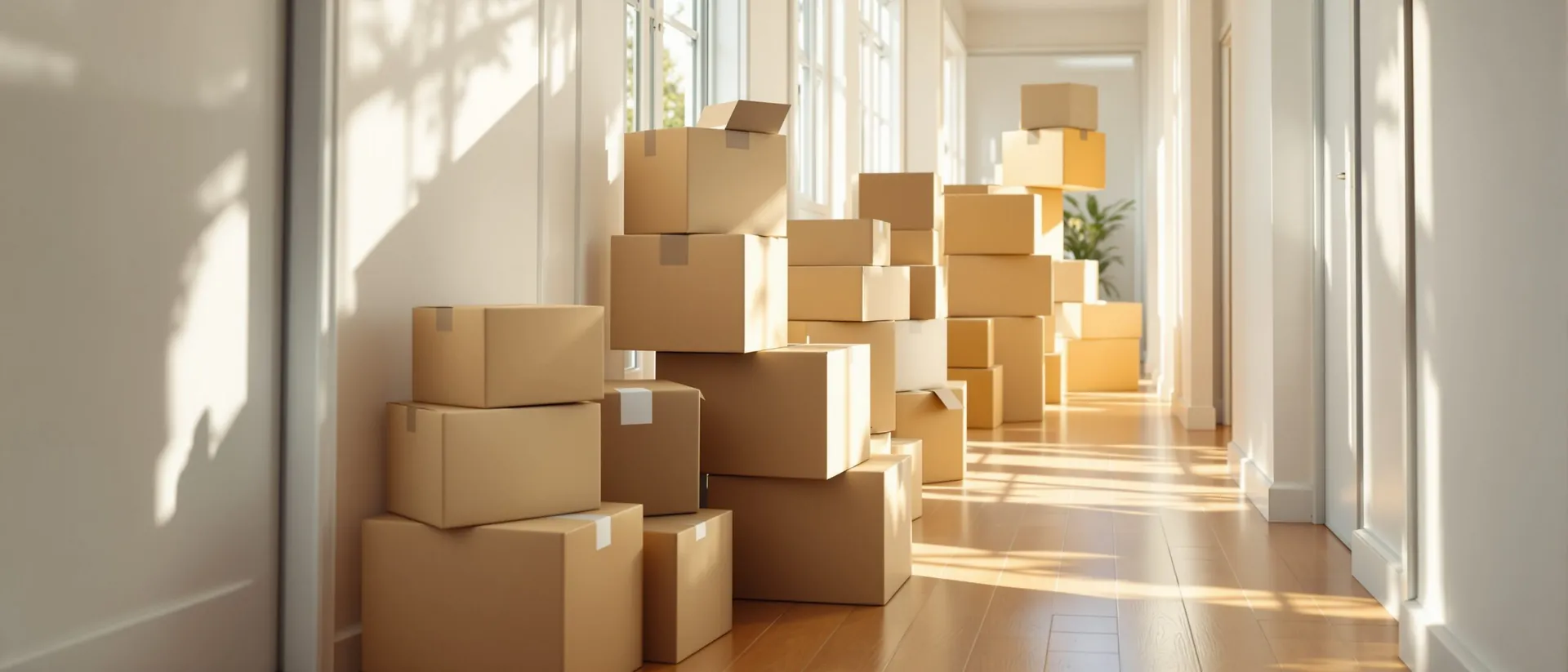 Moving boxes in hallway