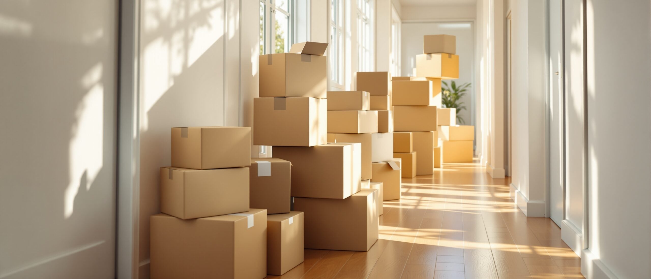 Moving boxes in hallway