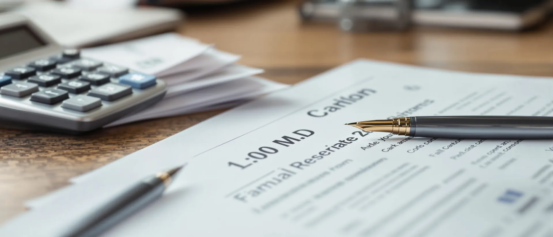 Financial documents and calculator