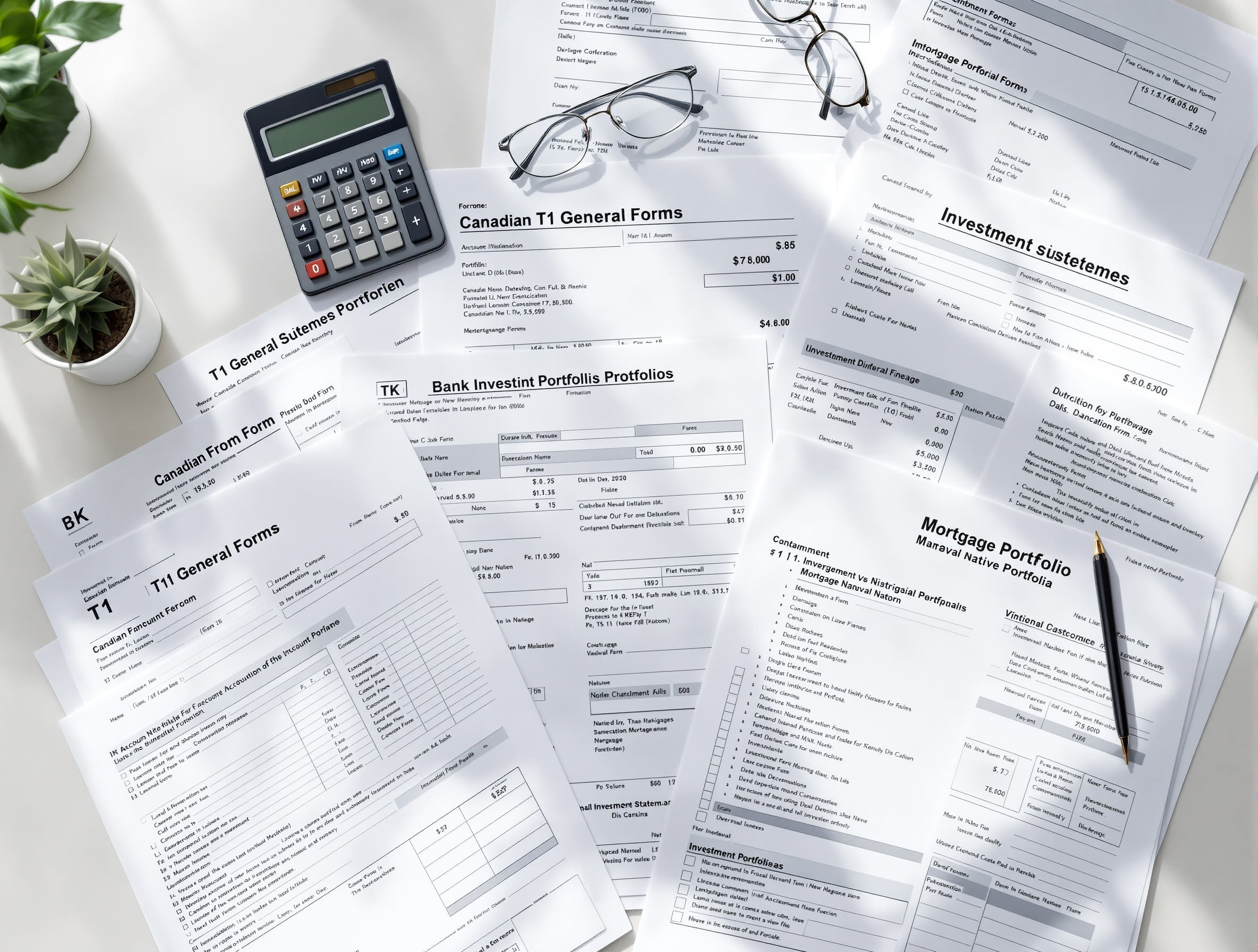 Tax documents and bank statements for financial disclosure